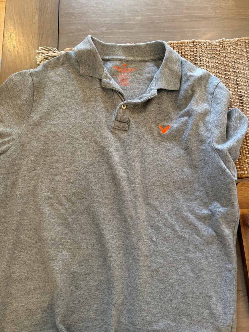 American Eagle Outfitters Gray Polo with Orange Emblem